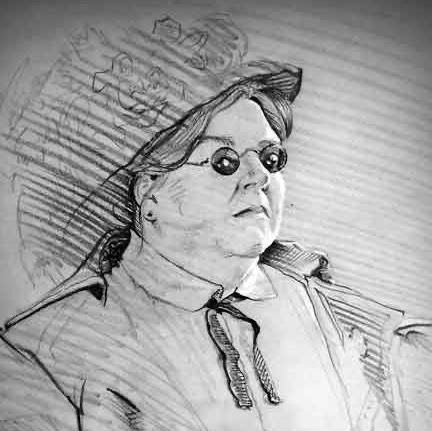 Sketch of Karen Vaccaro in character